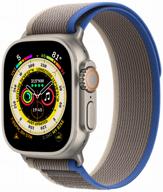 apple watch ultra 49mm titanium case cellular smart watch, titanium/blue-gray trail loop logo