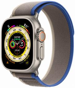 img 3 attached to Apple Watch Ultra 49mm Titanium Case Cellular Smart Watch, Titanium/Blue-gray Trail Loop