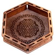 arena for cubes (dice-tray) hexagonal, dark brown. logo
