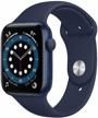 apple watch series 6 44mm aluminium case ru smart watch, blue/dark ultramarine logo