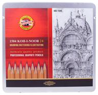 koh-i-noor набор чернографитных карандашей 1500, 24 штуки 8b-10h (1504024001pl) логотип