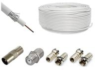 antenna coaxial tv cable rg 6u 50 meters included: f connector - 4 pcs, tv plug - 1 pc. and cable connector (barrel) 1 pc. logo