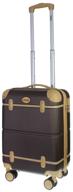 чемодан на колесах ручная кладь "tour vintage" малый (s) с кожаными ремешками proffi travel ph10485, коричневый логотип