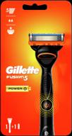 gillette fusion5 power men''s razor, 1 cassette, 5 blades, friction reducing blades, soothing micro pulses 标志