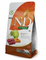dry food for adult cats farmina n&d pumpkin, grain-free, with venison, with pumpkin, with apple 1.5 kg логотип
