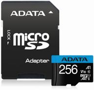 карта памяти adata microsdxc 256 гб class 10, v10, a1, uhs-i, r/w 100/25 мб/с, адаптер на sd логотип