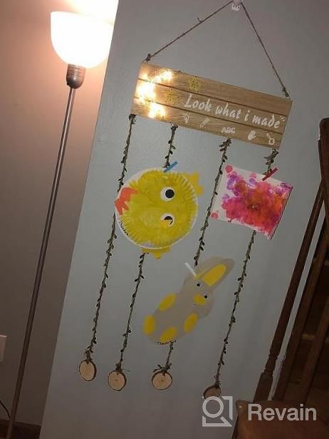 img 1 attached to 🎨 Hanging Artwork Display for Kids: Look What I Made Sign with 20 Clips and Remote Fairy Lights review by Scott Lavimodiere