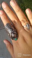 img 1 attached to 💍 Stainless Steel Unisex Indian Chief Tribe Ring with Green Stone by HIJONES review by Joaquin Bennett
