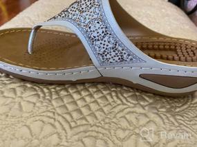 img 5 attached to Comfortable And Fashionable: Ecetana Women'S Wedge Sandals With Arch Support And Rhinestone Detailing