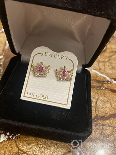 img 1 attached to 👑 Stylish 14k Yellow Gold Crown Stud Earrings with Screw Back - Choose from 2 Striking Colors! review by Anthony Payton