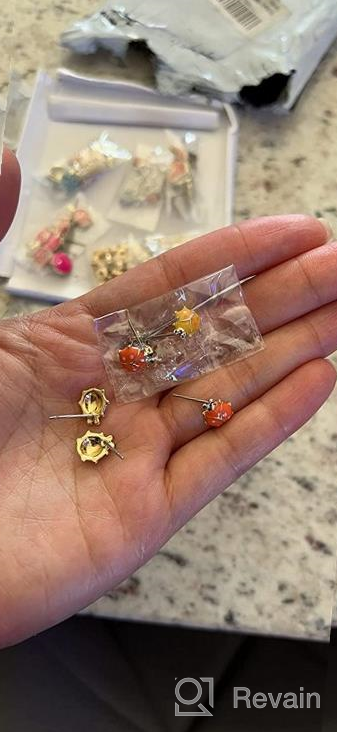 img 1 attached to 30/33 Pairs Hypoallergenic Stud Earrings for Girls with Sensitive Ears – Stainless Steel Post, Assorted Styles and Vibrant Colors Earring Set review by Teresa Jones