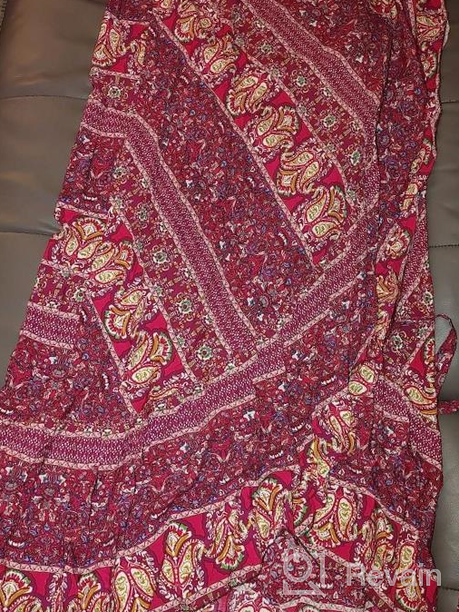 img 1 attached to Boho Print Maxi Skirt For Women With High Waist, Side Wrap, And Asymmetric Hem | Bohemian Style | One Size Fits Most review by Chris Pinkney