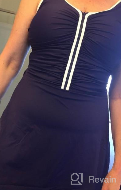 img 1 attached to Flattering Plus Size Swimdress: Zip Front One Piece With Skirted Design review by Bethany Ray