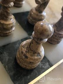 img 5 attached to Полный набор мраморных шахматных фигур ручной работы - 32 черных и коралловых фигурки для досок размером 16-20 дюймов