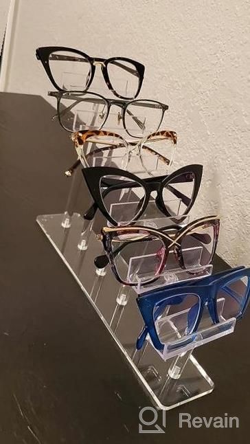 img 1 attached to Mooca 4 Tier Acrylic Eyeglasses Frame Stand, Sunglasses Rack, Sunglasses Stand Acrylic Sunglasses Display, Sunglasses Rack Holder, Acrylic Glass Display, 9”H review by Danielle Thompson