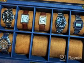 img 6 attached to ROTHWELL 10 Slot Leather Watch Box - Premium Watch Case for Men and Women - Stylish Jewelry Organizer with Locking Feature - Large Glass Top Display - Tan/Brown