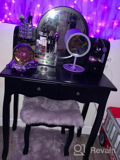 img 1 attached to White Vanity Set For Women And Girls - 4 Drawers And 4 Shelves For Storage, 360° Pivoted Round Mirror, Makeup Organizers, Cushioned Stool - Ideal Dressing Table With Mirror For Makeup (CHARMAID) review by Alex Rea