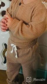 img 6 attached to Newborn Baby Boy Girl Unisex Clothes 2 Piece Winter Outfit Solid Knit Cotton Long Sleeve Romper & Pants