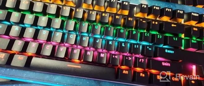 img 1 attached to LeadsaiL Gaming Keyboard Compact Tenkeyless Mechanical Keyboard,RGB Rainbow LED Backlit Floating Keyboard With Blue Switch, 87 Keys Anti-Ghosting, Ergonomic, Water Resistant For Windows PC/Mac Gaming review by Tony York