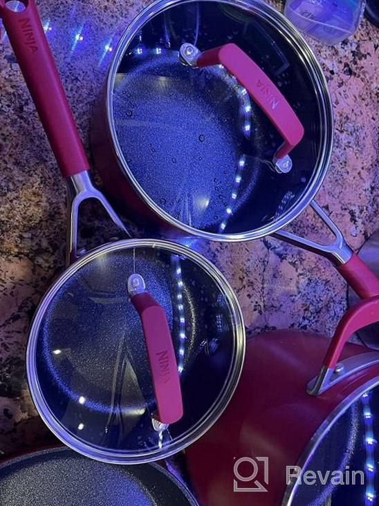 img 1 attached to Ninja C28000 Foodi NeverStick Vivid 8-Piece Nonstick Cookware Set With Lids, Oven Safe To 400°F, Cool-Touch Handles - Crimson Red review by Caleb Eichbauer