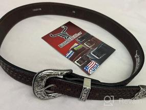 img 6 attached to Basket Weave Brown Leather Western Men's Belts: A Stylish Addition to Your Accessories
