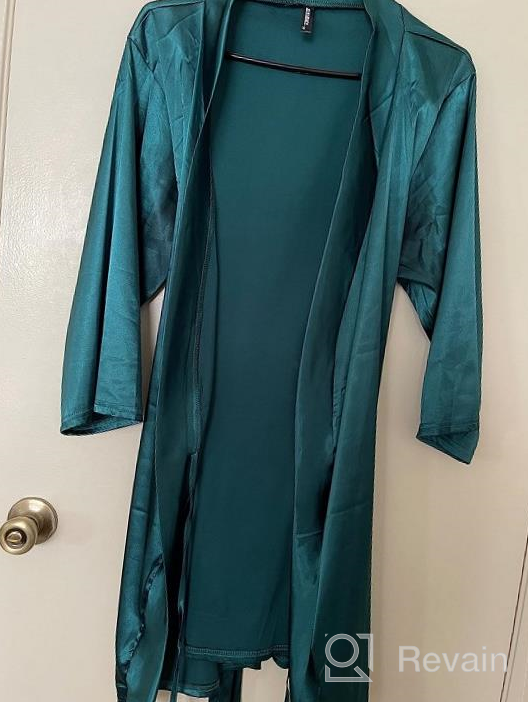 img 1 attached to Women Plus Size Satin Kimono Robe Short Pajamas Wrap Front Belt review by Lisa Watson