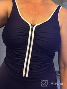 img 5 attached to Flattering Plus Size Swimdress: Zip Front One Piece With Skirted Design