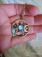 img 1 attached to Stunning LUX ACCESSORIES Double Crescent Moon Pentagram Blue Opal Necklace: Elegant Symbol of Mystical Beauty review by Nicole Rogers
