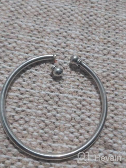 img 1 attached to ChicSilver 925 Sterling Silver Bangle Bracelet: Fashionable Open Bangles Two Bead Cuff Jewelry for Women Girls review by Karen Rodriguez