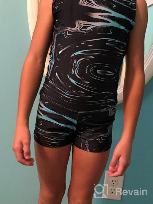 img 1 attached to Marble Line Gymnastics Leotards with Shorts for Girls Ages 4-12 by Dancina review by Rebecca Bright