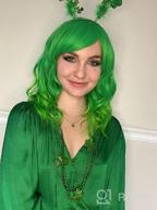 img 1 attached to Green Synthetic Short Wavy Wig With Bangs For Women - Perfect For St. Patrick'S Day, Halloween And Cosplay Parties - Mersi S042GR review by Luis Neels