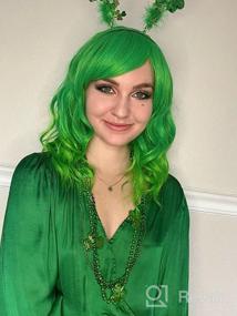 img 6 attached to Green Synthetic Short Wavy Wig With Bangs For Women - Perfect For St. Patrick'S Day, Halloween And Cosplay Parties - Mersi S042GR