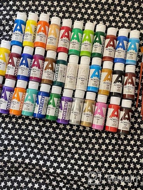 img 1 attached to AUREUO Acrylic Paint Set 24 Colors - 2 Oz.(59Ml) With Metallic Colors & Brushes - Art Craft Painting Kits For Canvas Ceramic Wood Rock Painting - Art Supplies For Kids, Students, Beginners, Artists review by Samuel Groove