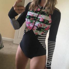 img 6 attached to Women'S Rash Guard Swimsuit: Stylish Zip Front Print Short Sleeve One Piece Swimwear