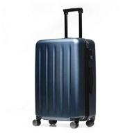 xiaomi suitcase, polycarbonate, support legs on the side, stiffeners, grooved surface, 64 l, size m, blue логотип