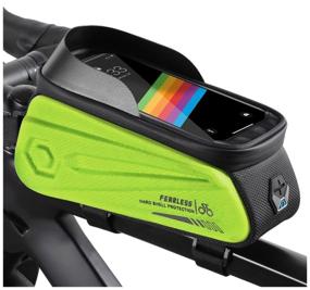 img 3 attached to West Biking Bicycle Waterproof Frame Mount Phone Bag with 7" Touchscreen Access Bright Green