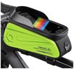 west biking bicycle waterproof frame mount phone bag with 7" touchscreen access bright green logo
