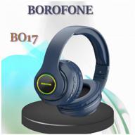 полноразмерные беспроводные накладные наушники borofone foldable wireless headfones/ bluetooth гарнитура музыкальная / синий логотип
