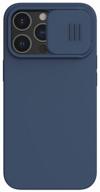 nillkin camshield silky silicone case for iphone 13 pro - midnight blue logo
