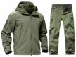 suit demi-season on thick fleece tactical military with a hood olive color shark skin softshell olive (size: 4xl) logo