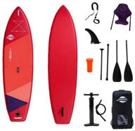 inflatable sup board adventum 10"8" red with paddle, pump and safety leash logo
