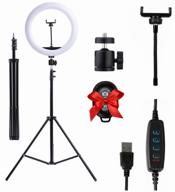 annular led lamp "m-33" cm with 210 cm tripod / 3 light mode: warm, cold, mixed / selfie ring with remote and holder logo