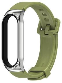 img 3 attached to Xiaomi Mi Band 5 / Band 6 silicone strap with metal attachment (olive/silver)