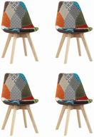 chair set stool group frankfurt patchwork, solid wood/textile, 4 pcs., color: patchwork logo