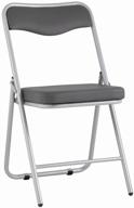 folding chair johnny eco-leather gray frame metallic logo