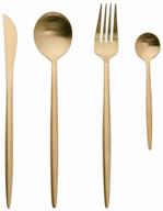 xiaomi cutlery set maison maxx stainless steel modern flatware, 4 pcs gold logo