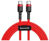 cable baseus cafule usb type-c - usb type-c, 1 m, red/black logo