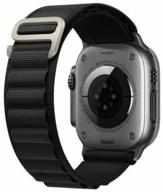 nylon fabric strap "alpine loop" for apple watch series 1-8 and ultra - 42/44/45/49 mm (apple watch), black logo