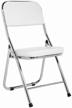woodville chair, metal/faux leather, white logo