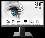 23.8" монитор msi pro mp241x, 1920x1080, 75 гц, *va, черный логотип